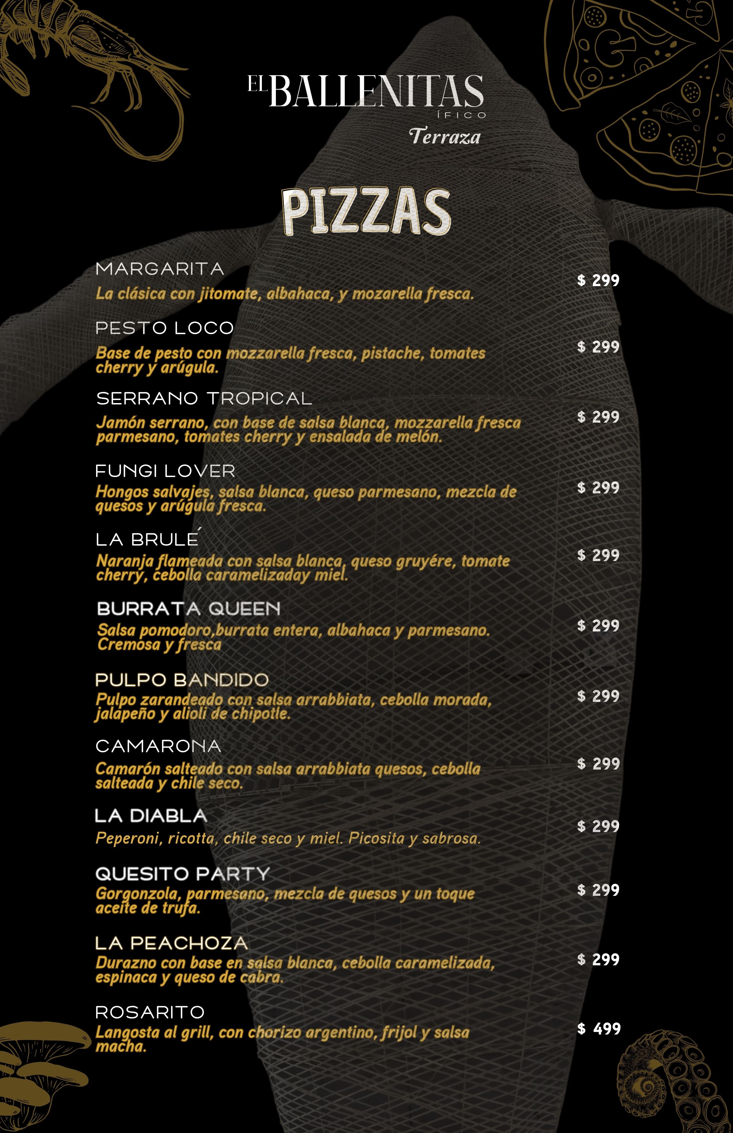 Menú de Pizzas El Ballenitas